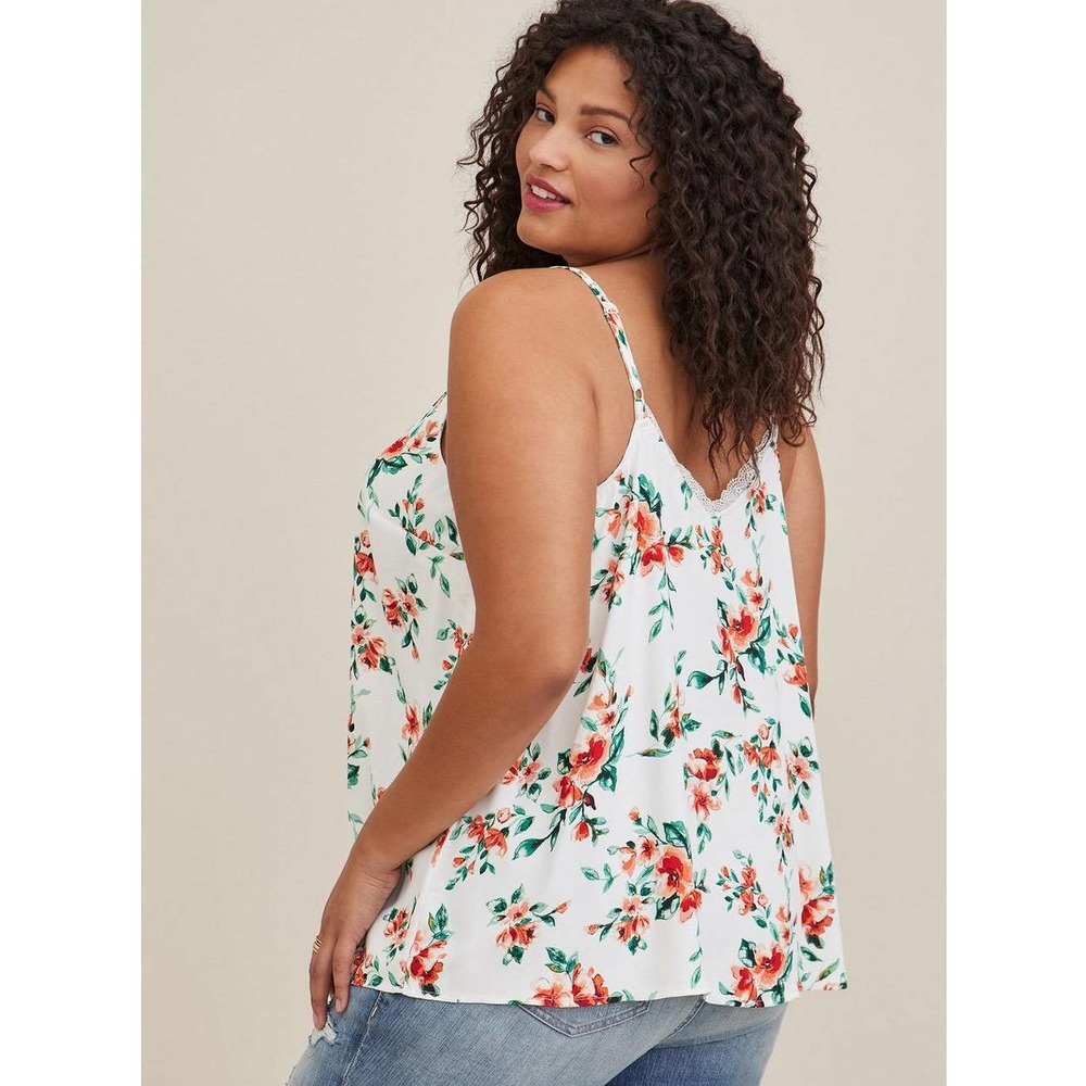 NWT Torrid Floral Georgette Cami Tank White Strappy Top Shirt PIus Size: 6X (30) - Picture 3 of 4